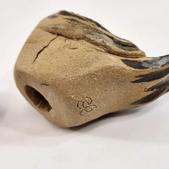 Clay Bird Sculptures Pair - Sparrow Chickadee Songbird - Picture 7 of 9